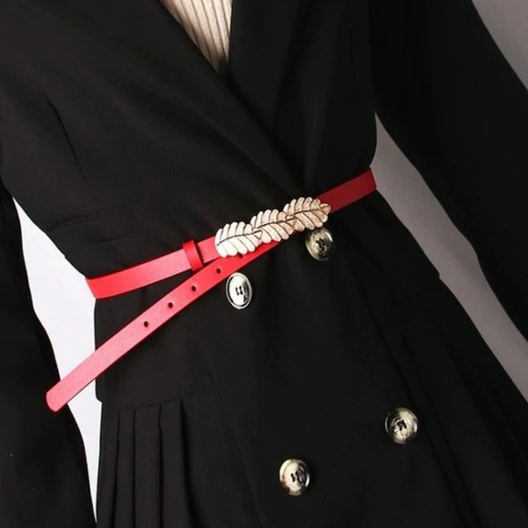 PU Leather Gold Leaf Belt Set of 3 - Picture 6 of 7